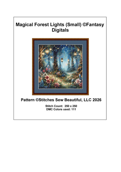 Magical Forest Lights (Small) counted cross stitch pattern by FantasyDigitals