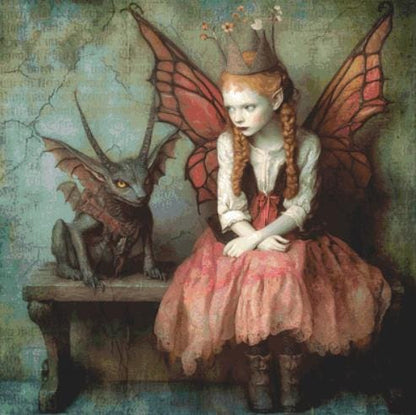 Ginger and the Gargoyle counted cross stitch pattern by Alisa Smith Williams