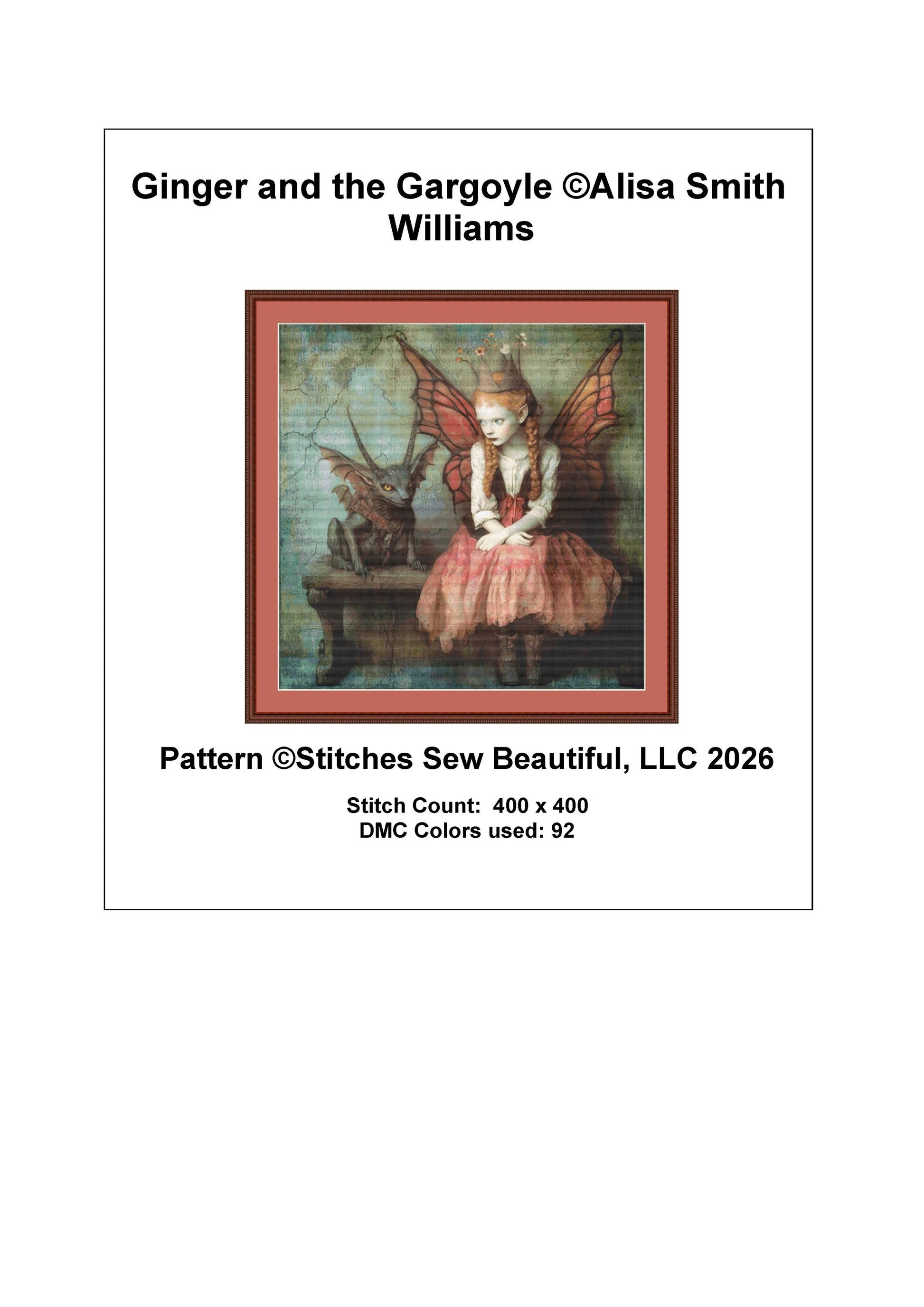Ginger and the Gargoyle counted cross stitch pattern by Alisa Smith Williams
