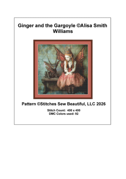 Ginger and the Gargoyle counted cross stitch pattern by Alisa Smith Williams