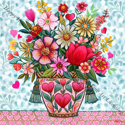 Happy Heart Floral 2 counted cross stitch pattern by Peggy Davis/Porterfields Fine Art Licensing