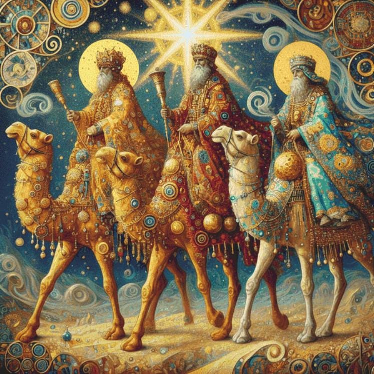 Three Wise Men Under a Guiding Star (Max Size/Color) counted cross stitch pattern by Mystic Vision Gallery