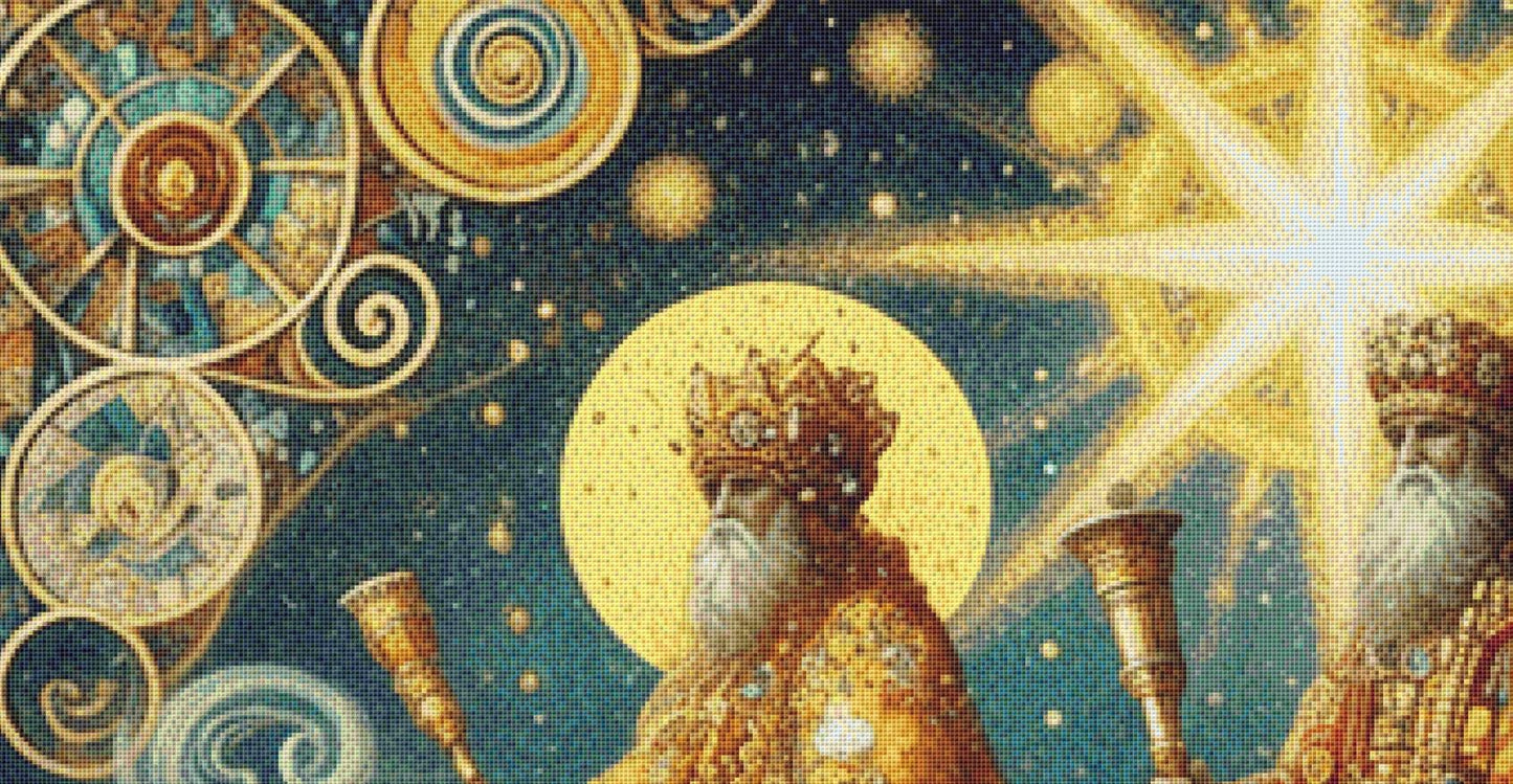 Three Wise Men Under a Guiding Star (Max Size/Color) counted cross stitch pattern by Mystic Vision Gallery