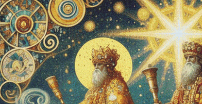 Three Wise Men Under a Guiding Star (Max Size/Color) counted cross stitch pattern by Mystic Vision Gallery