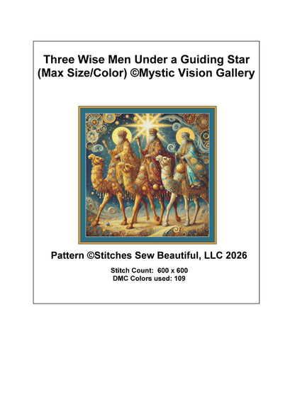 Three Wise Men Under a Guiding Star (Max Size/Color) counted cross stitch pattern by Mystic Vision Gallery