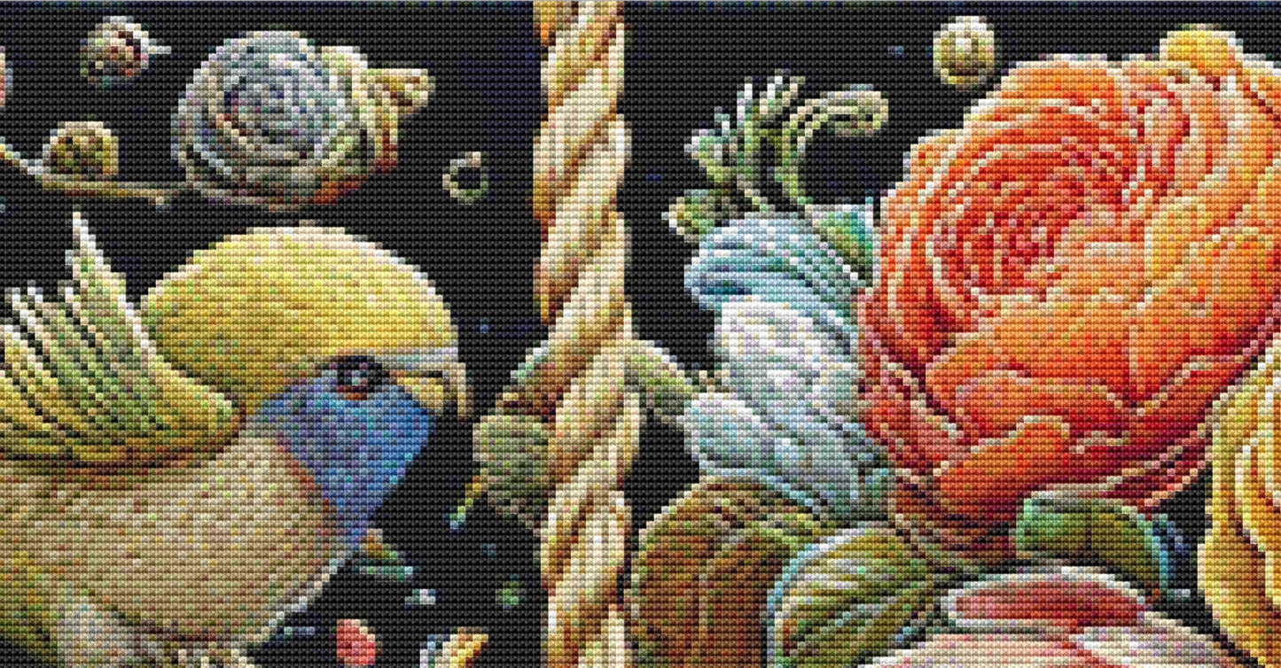 Fairy on a Swing (Max Size/Color) counted cross stitch pattern by Bryna T. Art & Design