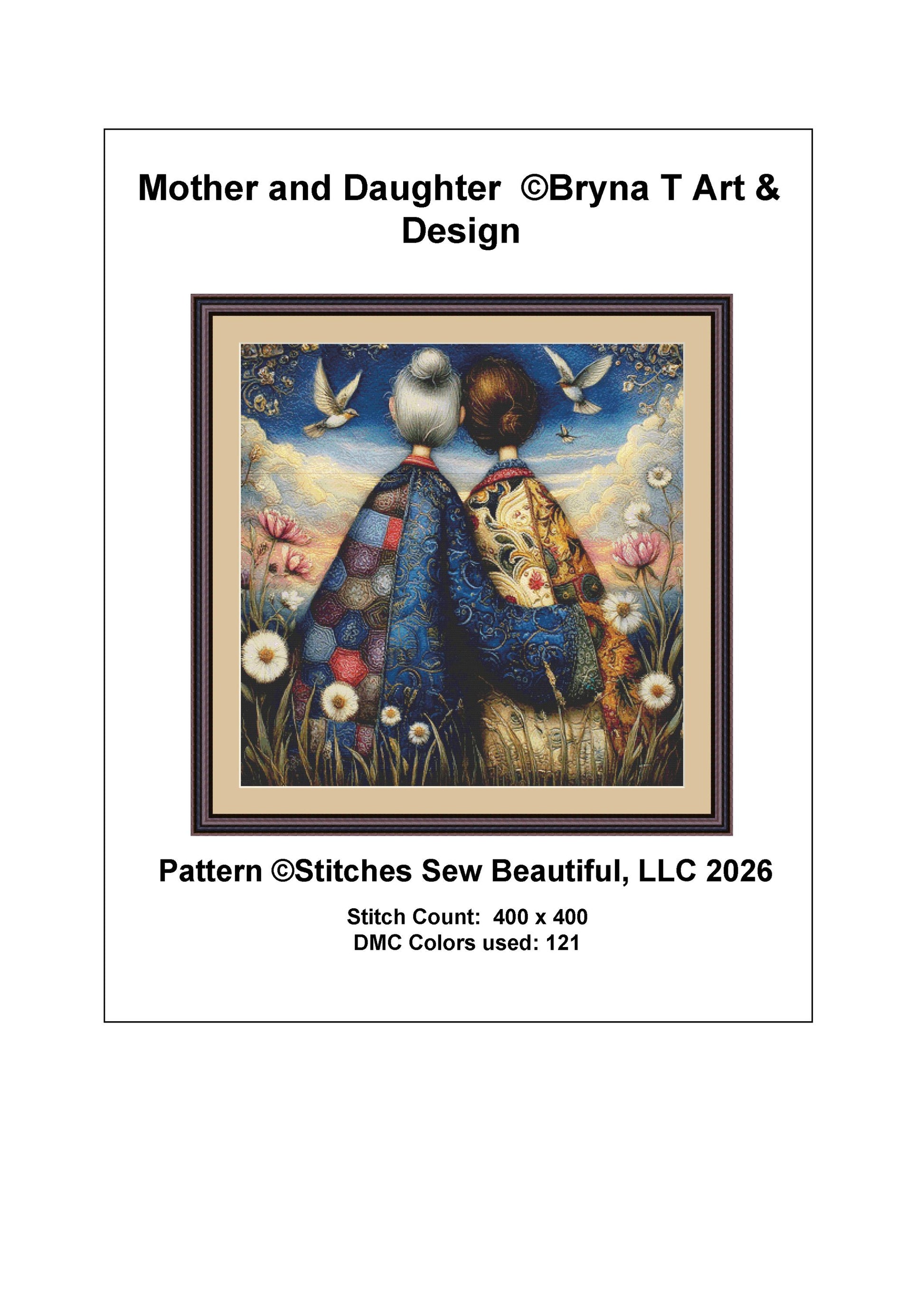 Mother and Daughter counted cross stitch pattern by Bryna T. Art & Design