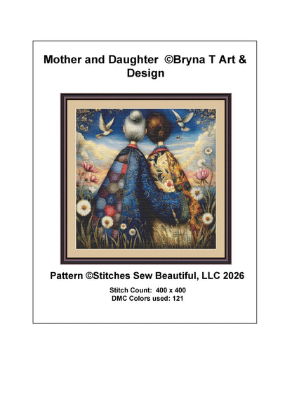 Mother and Daughter counted cross stitch pattern by Bryna T. Art & Design