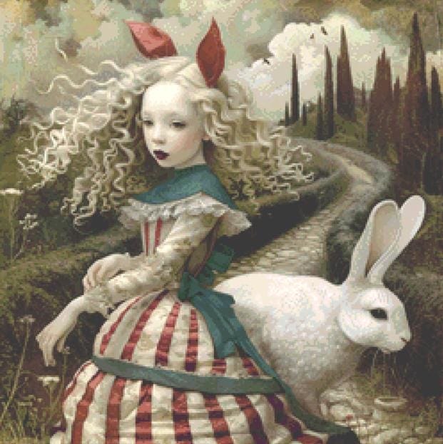 Alice's Rabbit (Small) counted cross stitch pattern by Alisa Smith Williams
