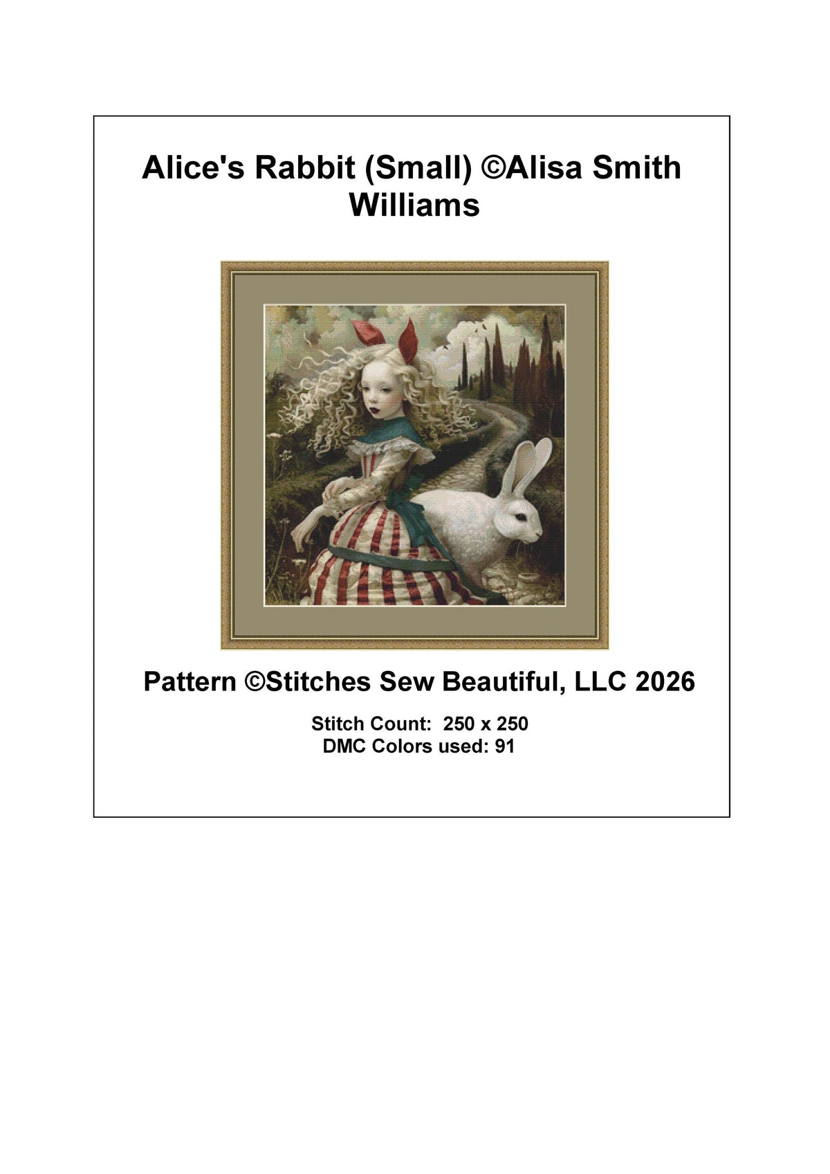Alice's Rabbit (Small) counted cross stitch pattern by Alisa Smith Williams