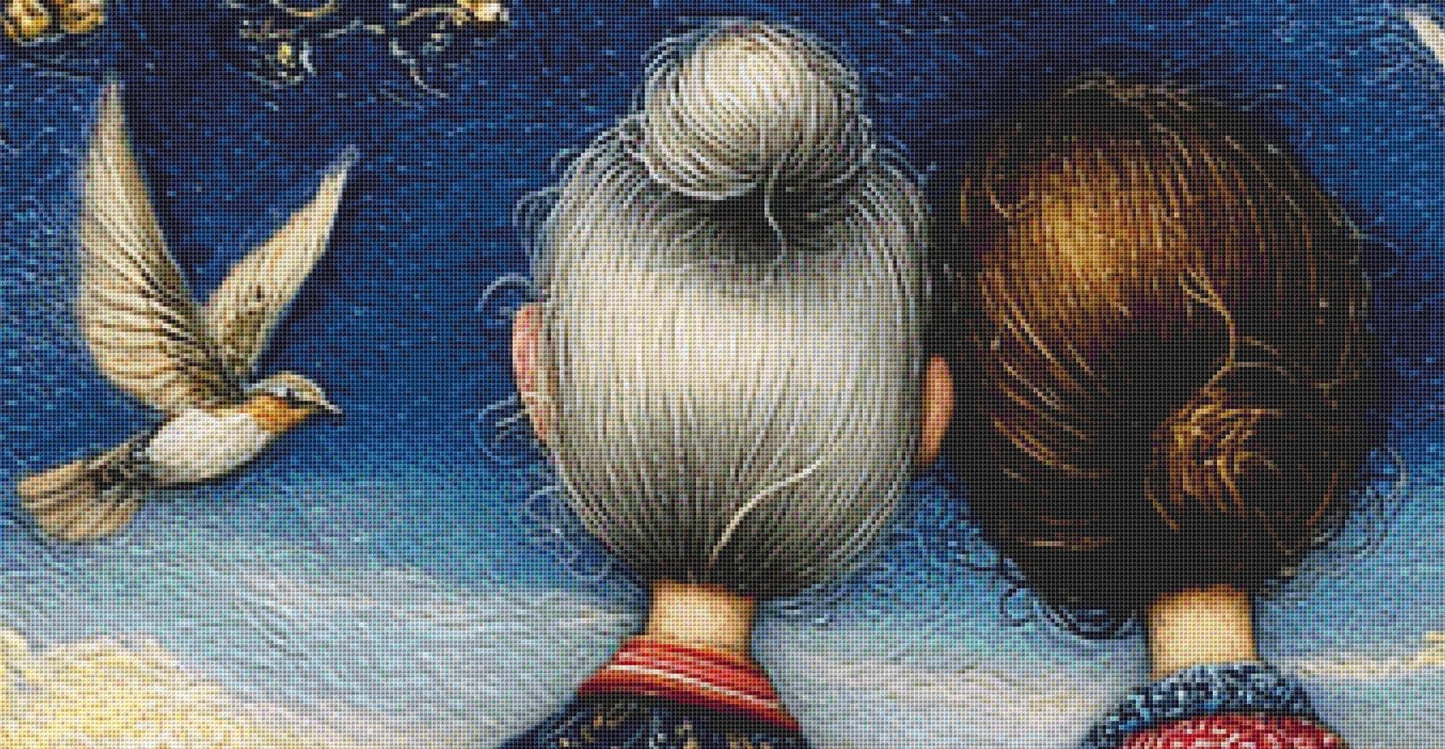 Mother and Daughter (Max Size/Color) counted cross stitch pattern by Bryna T. Art & Design