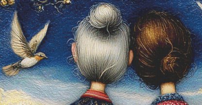 Mother and Daughter (Max Size/Color) counted cross stitch pattern by Bryna T. Art & Design