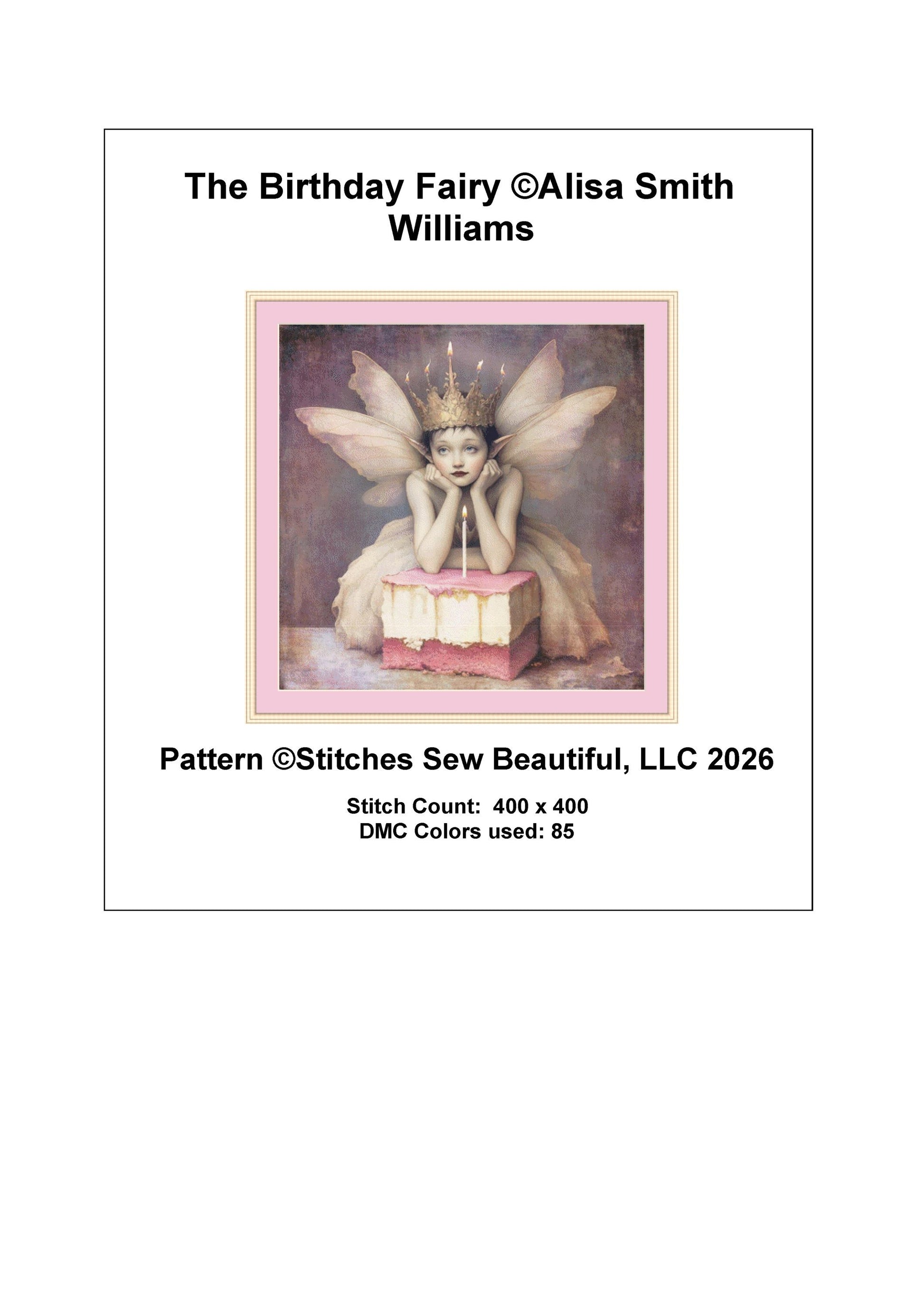 The Birthday Fairy counted cross stitch pattern by Alisa Smith Williams