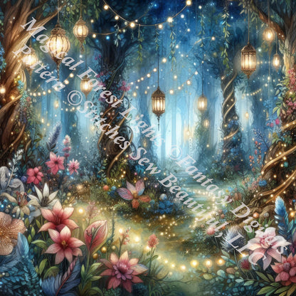Magical Forest Lights (Small) counted cross stitch pattern by FantasyDigitals