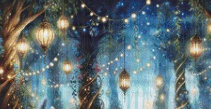 Magical Forest Lights (Small) counted cross stitch pattern by FantasyDigitals