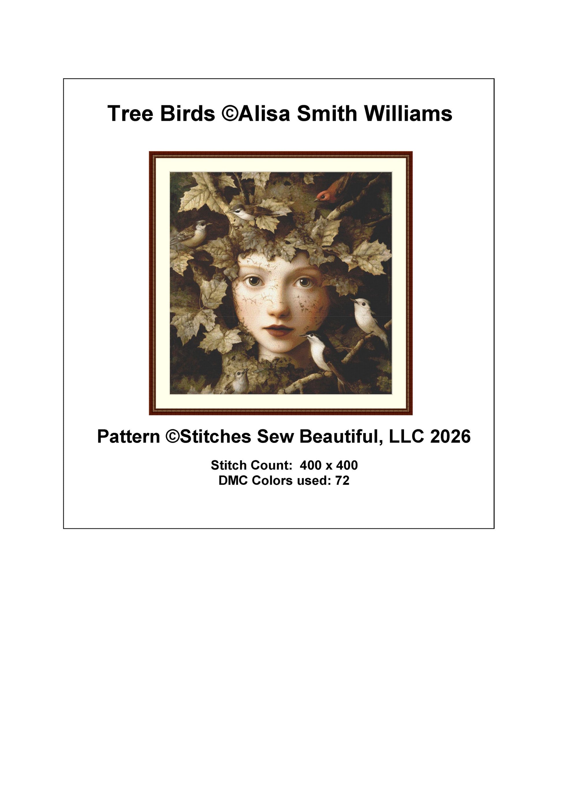 Tree Birds counted cross stitch pattern by Alisa Smith Williams