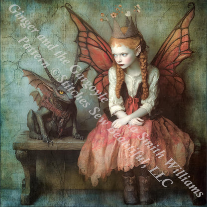 Ginger and the Gargoyle counted cross stitch pattern by Alisa Smith Williams