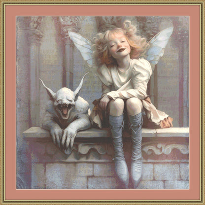 Gloria and the Gargoyle counted cross stitch pattern by Alisa Smith Williams