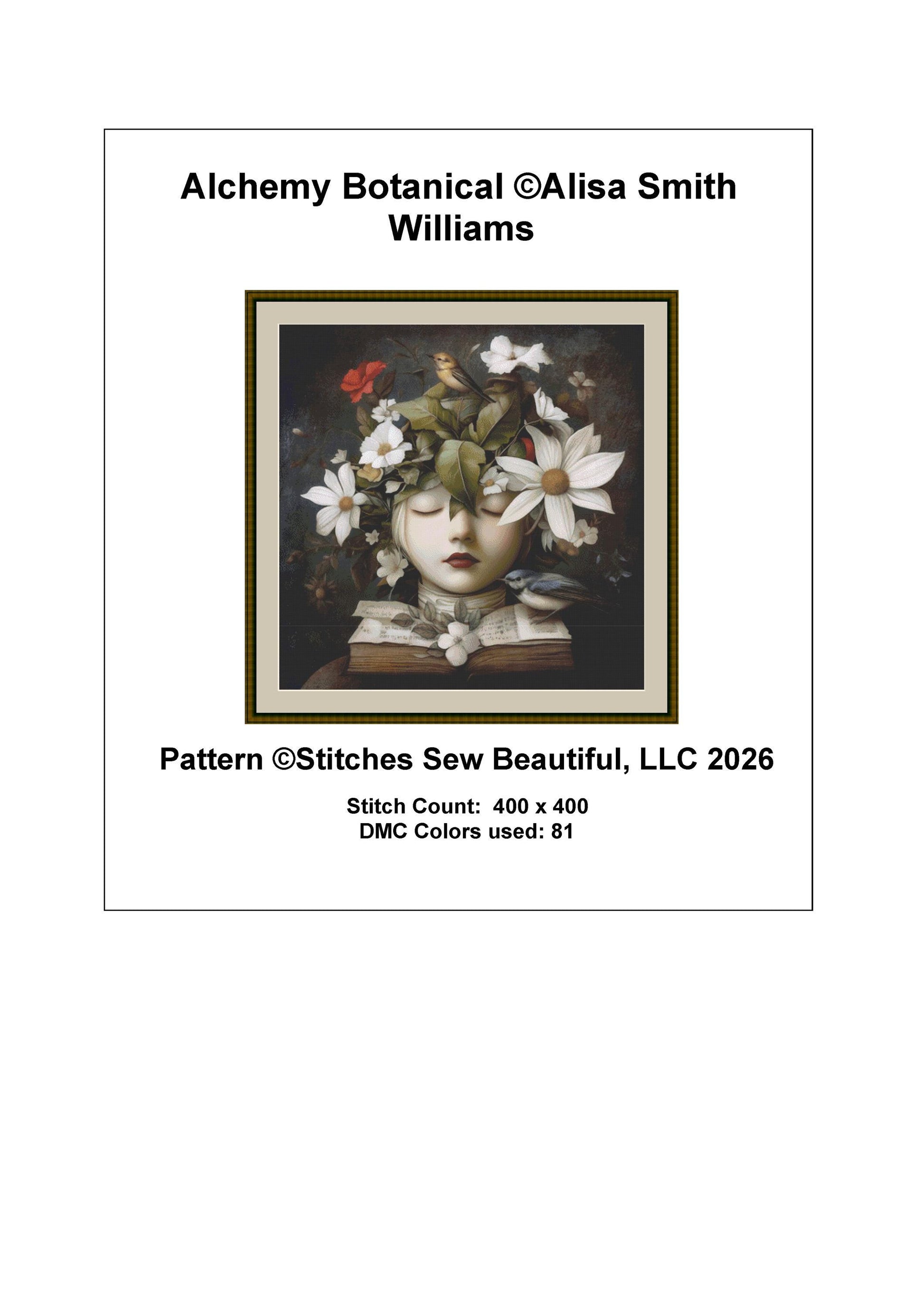 Alchemy Botanical counted cross stitch pattern by Alisa Smith Williams (Digital Format)