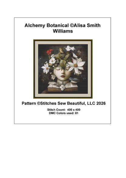 Alchemy Botanical counted cross stitch pattern by Alisa Smith Williams (Digital Format)
