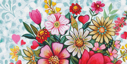 Happy Heart Floral 2 counted cross stitch pattern by Peggy Davis/Porterfields Fine Art Licensing