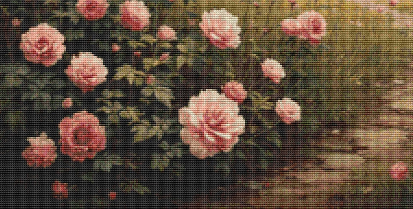 Rose Garden Cottage counted cross stitch pattern by Mystic Vision Gallery