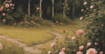Rose Garden Cottage counted cross stitch pattern by Mystic Vision Gallery