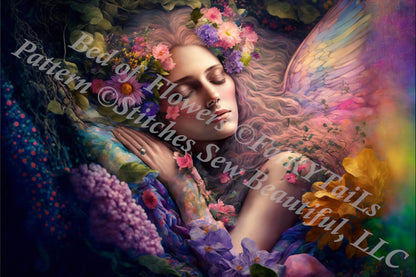 Bed of Flowers (Max Size/Color) counted cross stitch pattern by FaiRTYaiLs (Digital Format)