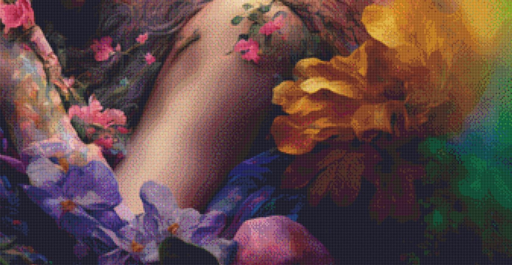 Bed of Flowers (Max Size/Color) counted cross stitch pattern by FaiRTYaiLs (Digital Format)