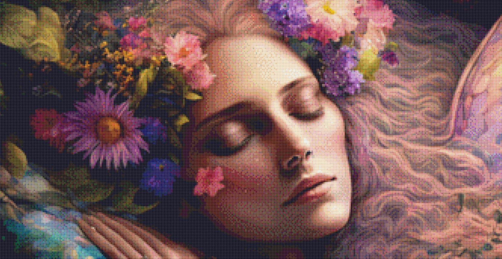 Bed of Flowers (Max Size/Color) counted cross stitch pattern by FaiRTYaiLs (Digital Format)