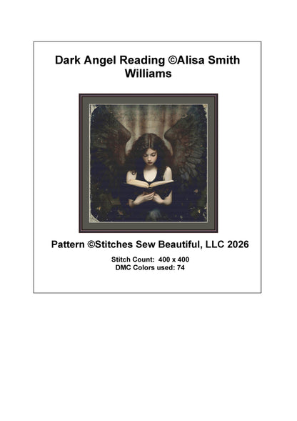 Dark Angel Reading counted cross stitch pattern by Alisa Smith Williams (Digital Format)