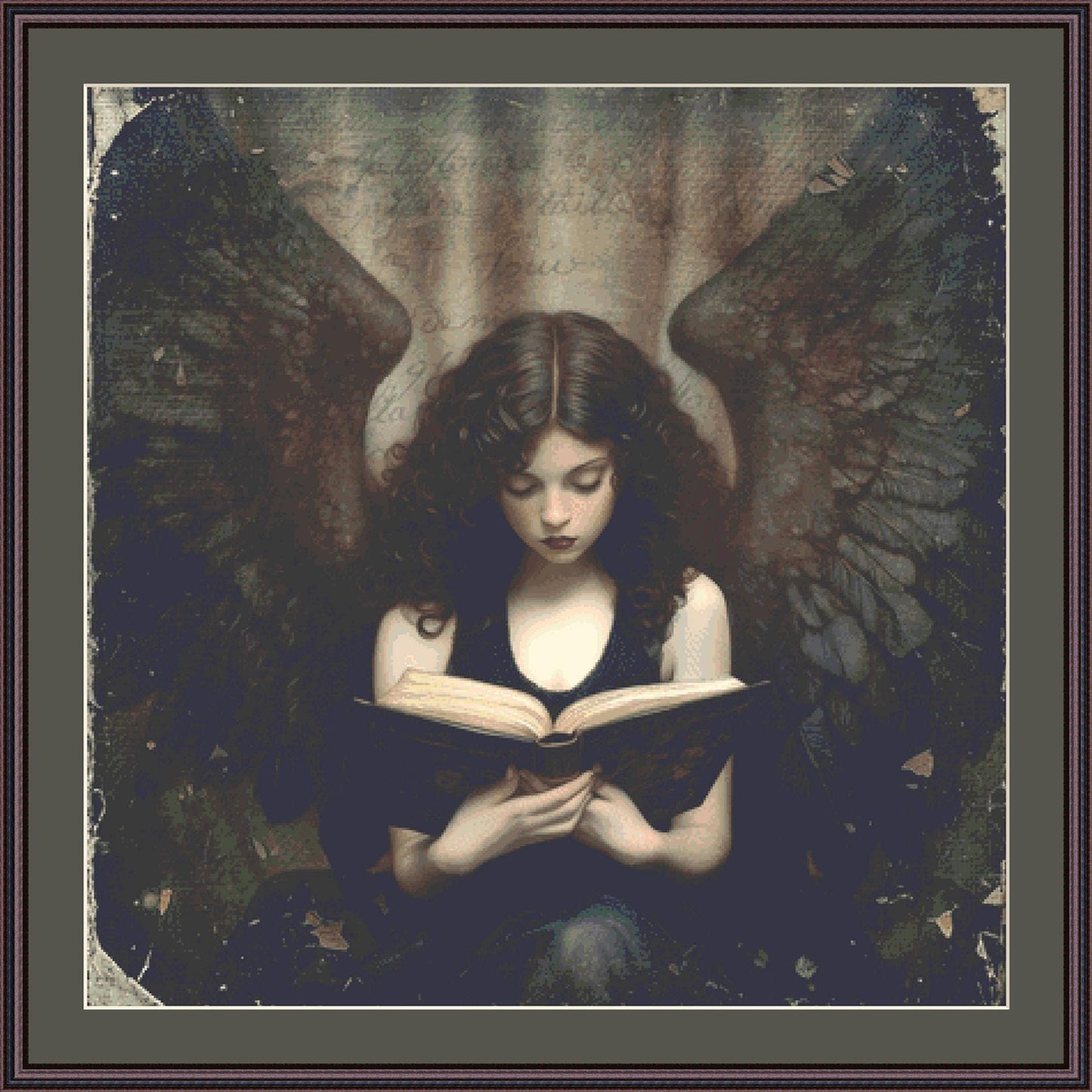 Dark Angel Reading counted cross stitch pattern by Alisa Smith Williams (Digital Format)