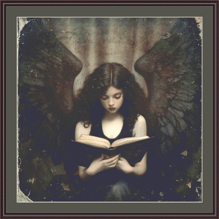 Dark Angel Reading counted cross stitch pattern by Alisa Smith Williams (Digital Format)