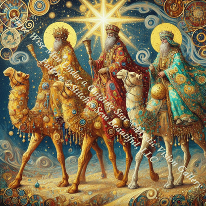 Three Wise Men Under a Guiding Star (Max Size/Color) counted cross stitch pattern by Mystic Vision Gallery
