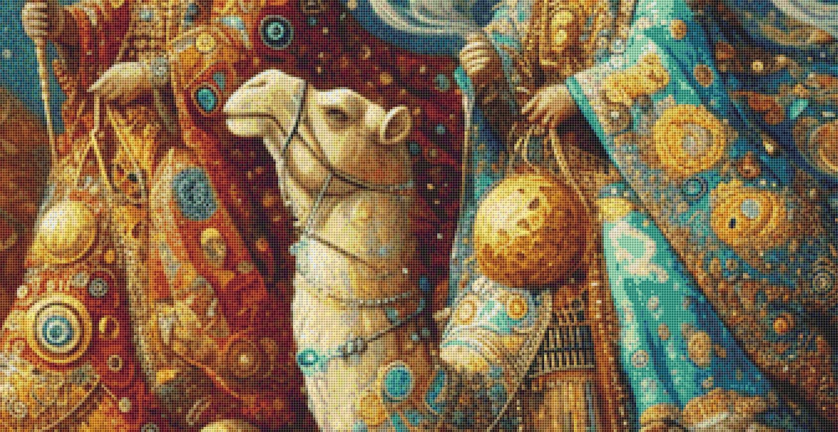 Three Wise Men Under a Guiding Star (Max Size/Color) counted cross stitch pattern by Mystic Vision Gallery