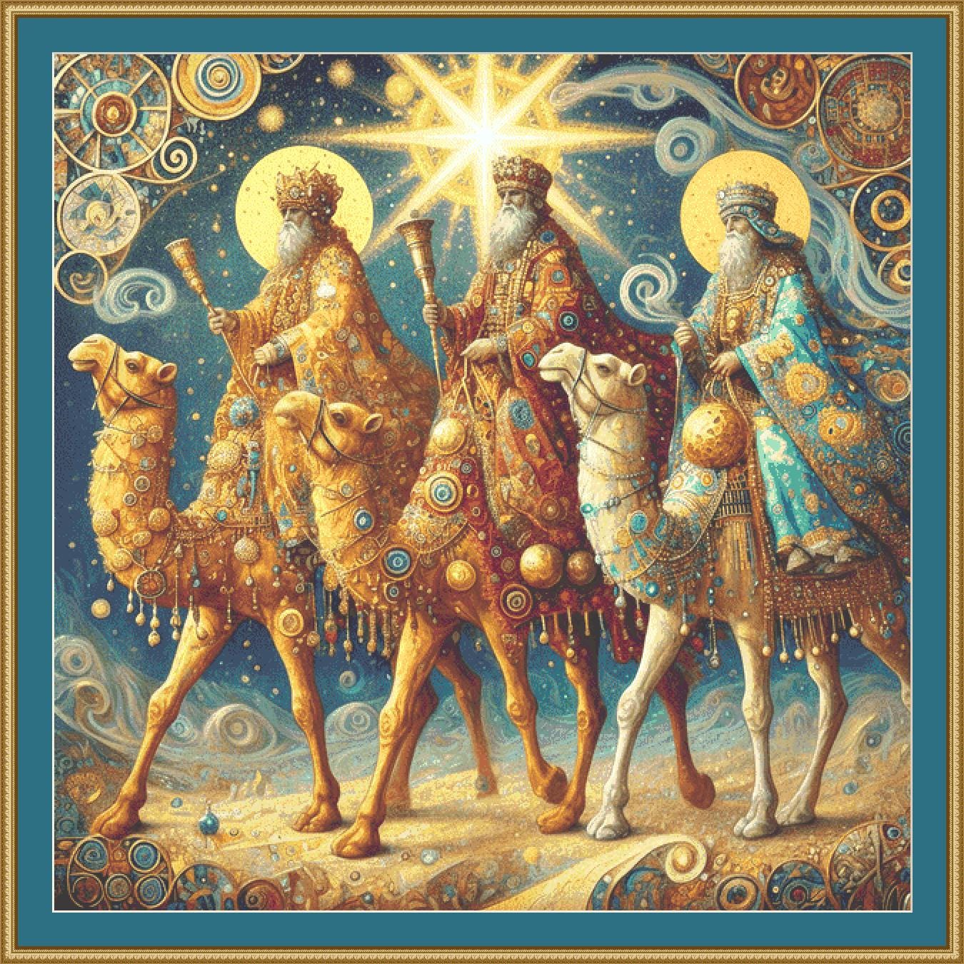 Three Wise Men Under a Guiding Star (Max Size/Color) counted cross stitch pattern by Mystic Vision Gallery