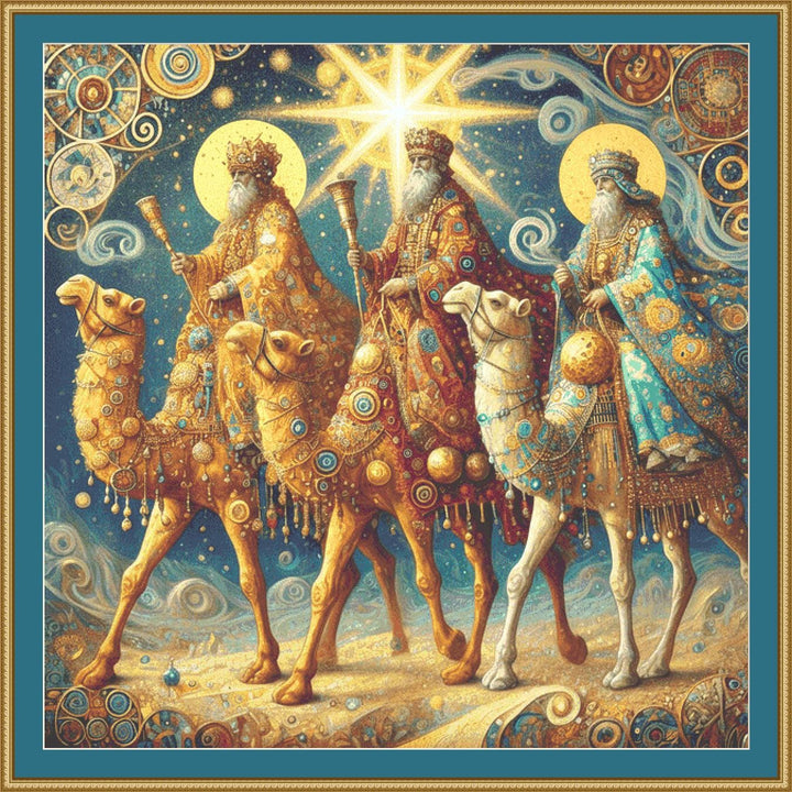 Three Wise Men Under a Guiding Star (Max Size/Color) counted cross stitch pattern by Mystic Vision Gallery