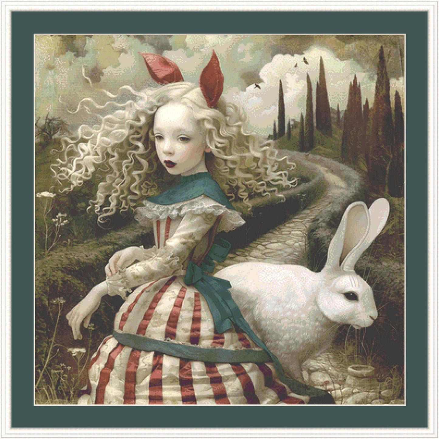 Alice's  Rabbit counted cross stitch pattern by Alisa Smith Williams
