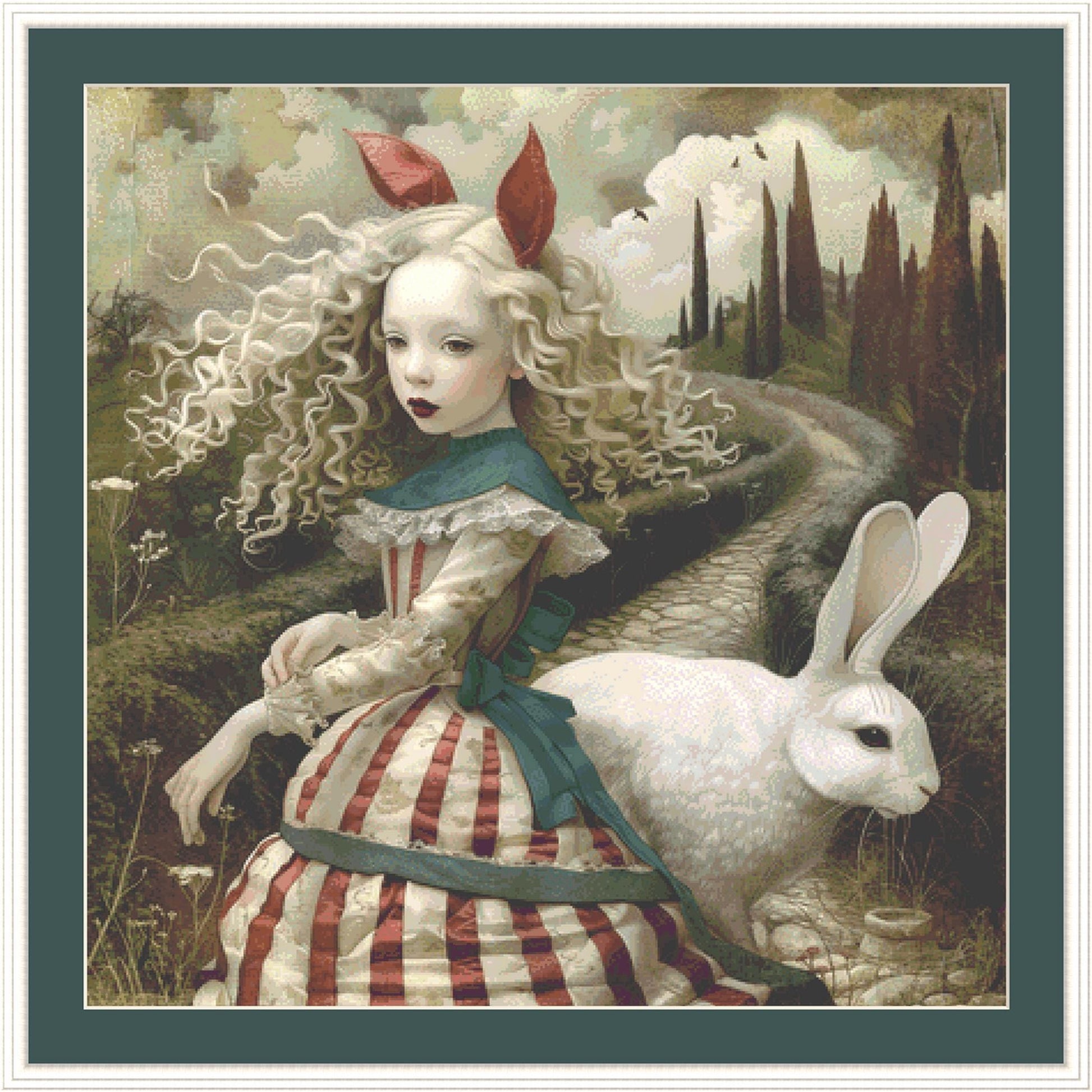 Alice's  Rabbit counted cross stitch pattern by Alisa Smith Williams