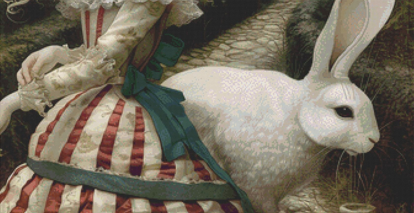 Alice's  Rabbit counted cross stitch pattern by Alisa Smith Williams