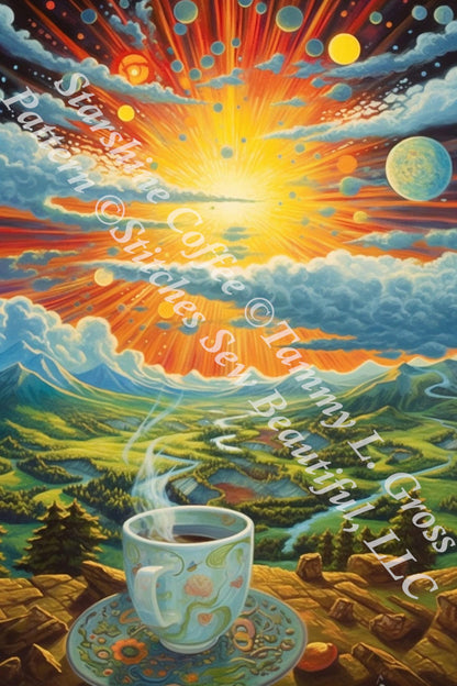 Starshine Coffee (Max Size/Color) counted cross stitch pattern by Tammy L. Gross