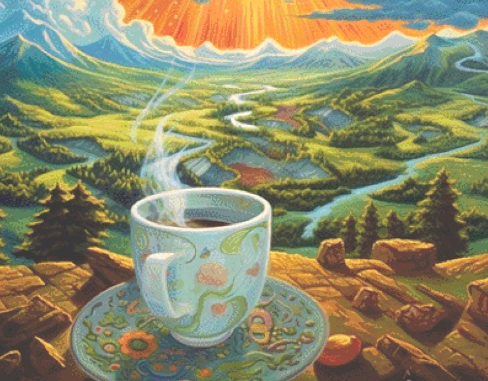 Starshine Coffee (Max Size/Color) counted cross stitch pattern by Tammy L. Gross