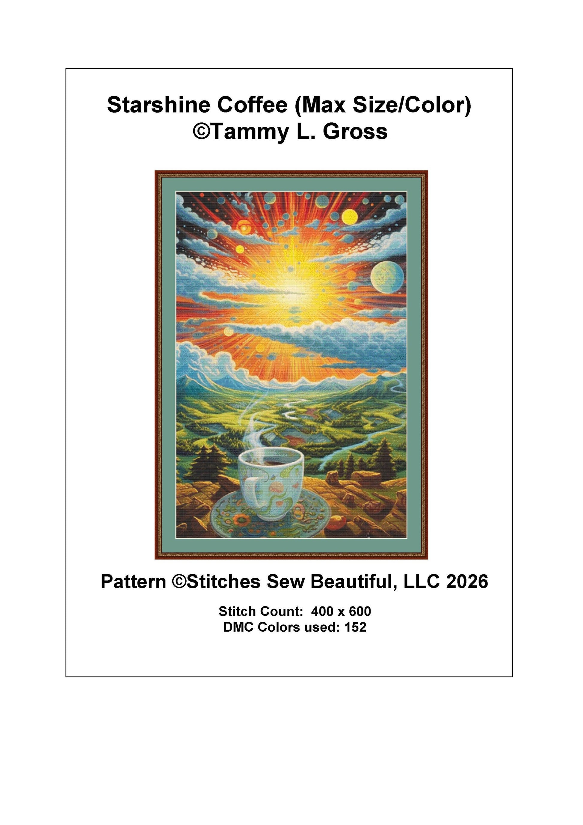 Starshine Coffee (Max Size/Color) counted cross stitch pattern by Tammy L. Gross