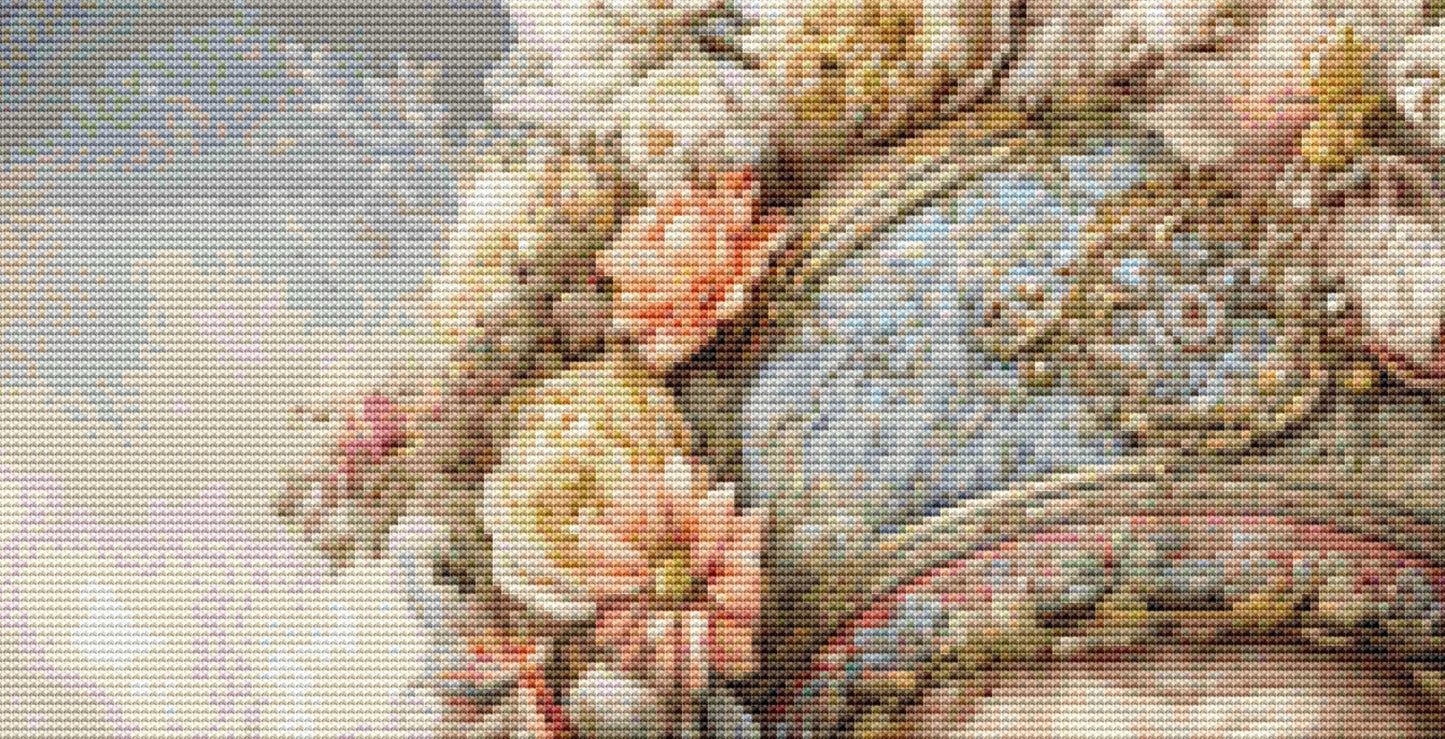 The Old Man and Fawn counted cross stitch pattern by Bryna T. Art & Design