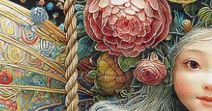 Fairy on a Swing (Max Size/Color) counted cross stitch pattern by Bryna T. Art & Design