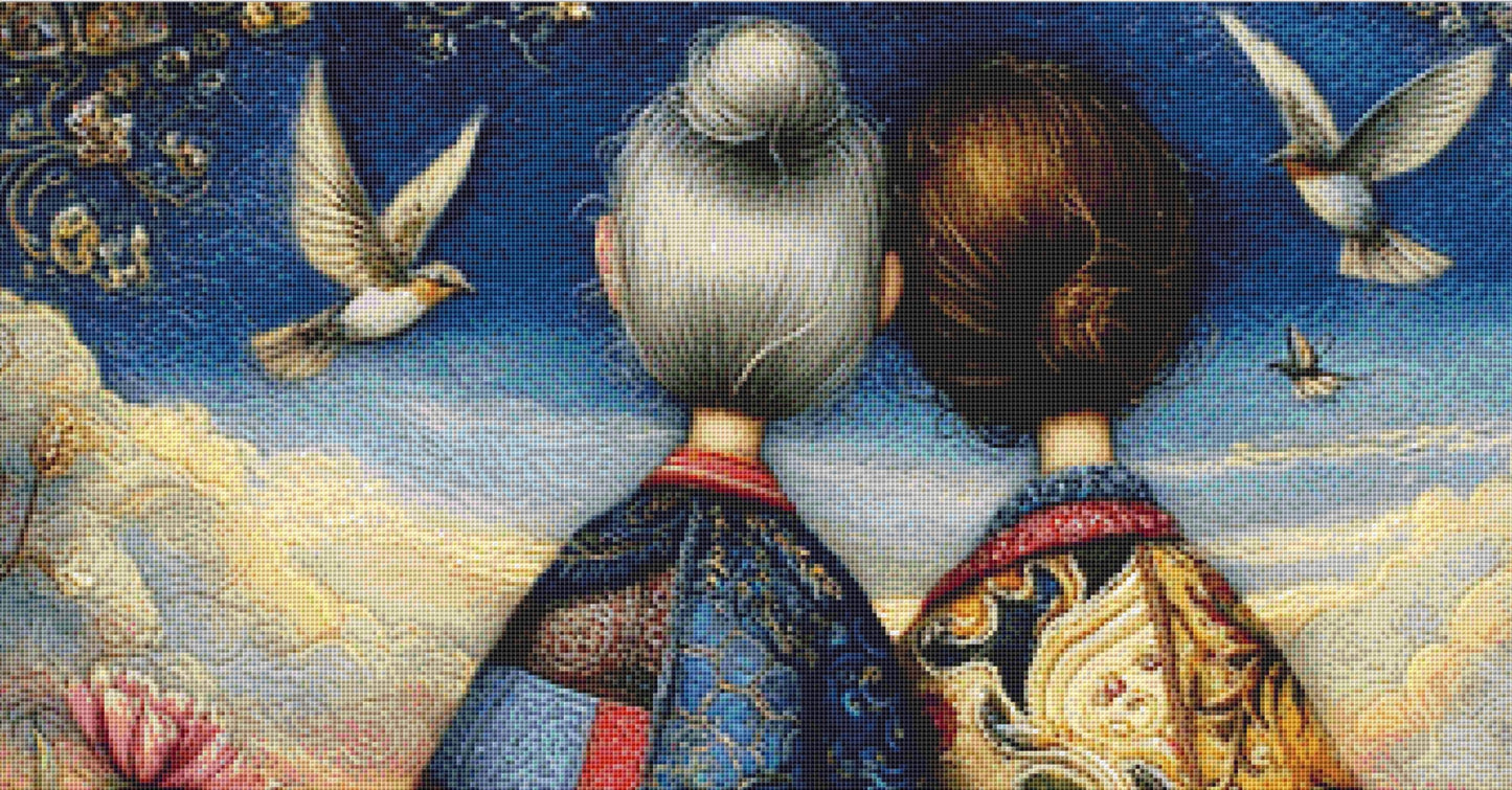 Mother and Daughter counted cross stitch pattern by Bryna T. Art & Design