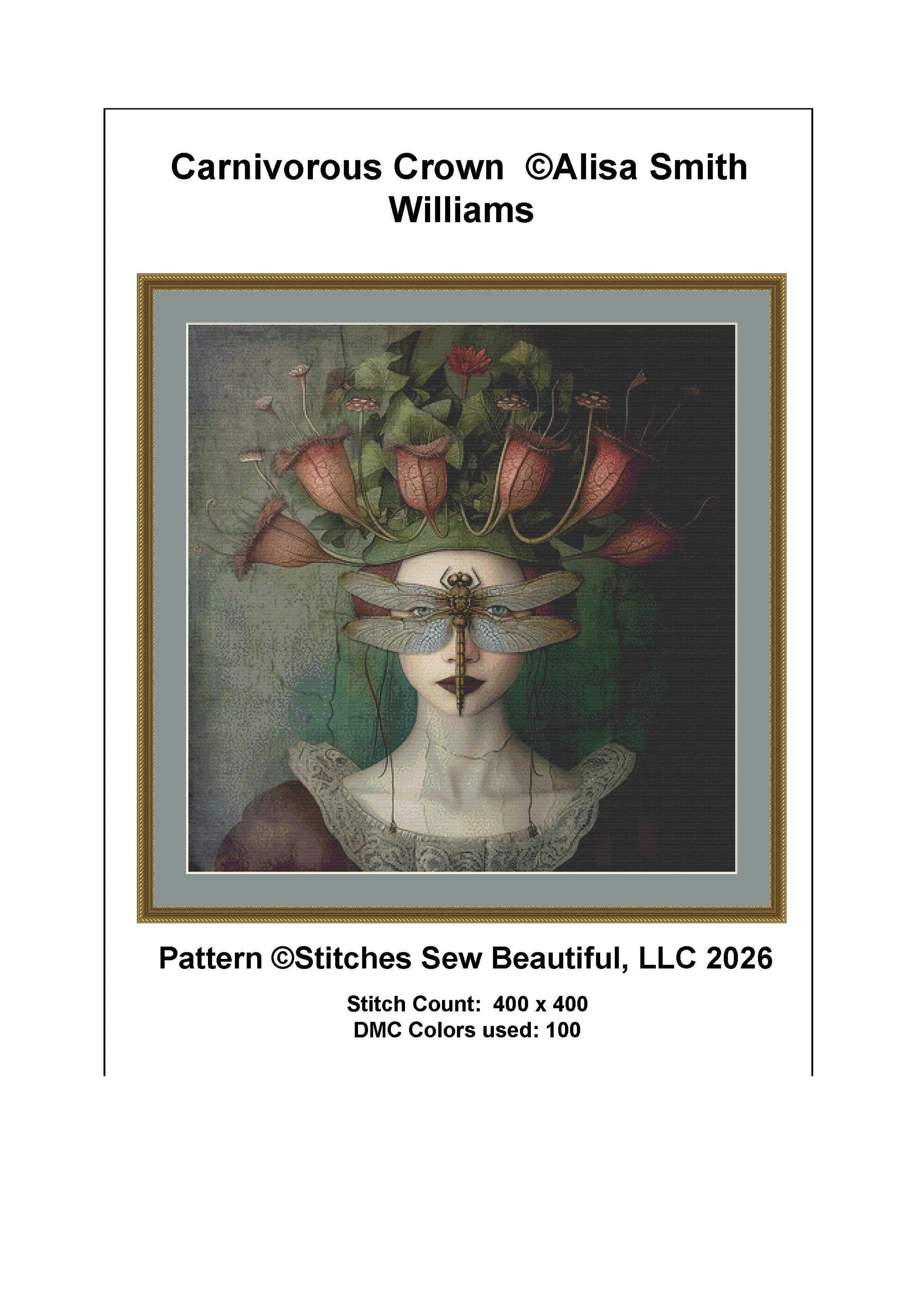 Carnivorous Crown counted cross stitch pattern by Alisa Smith Williams