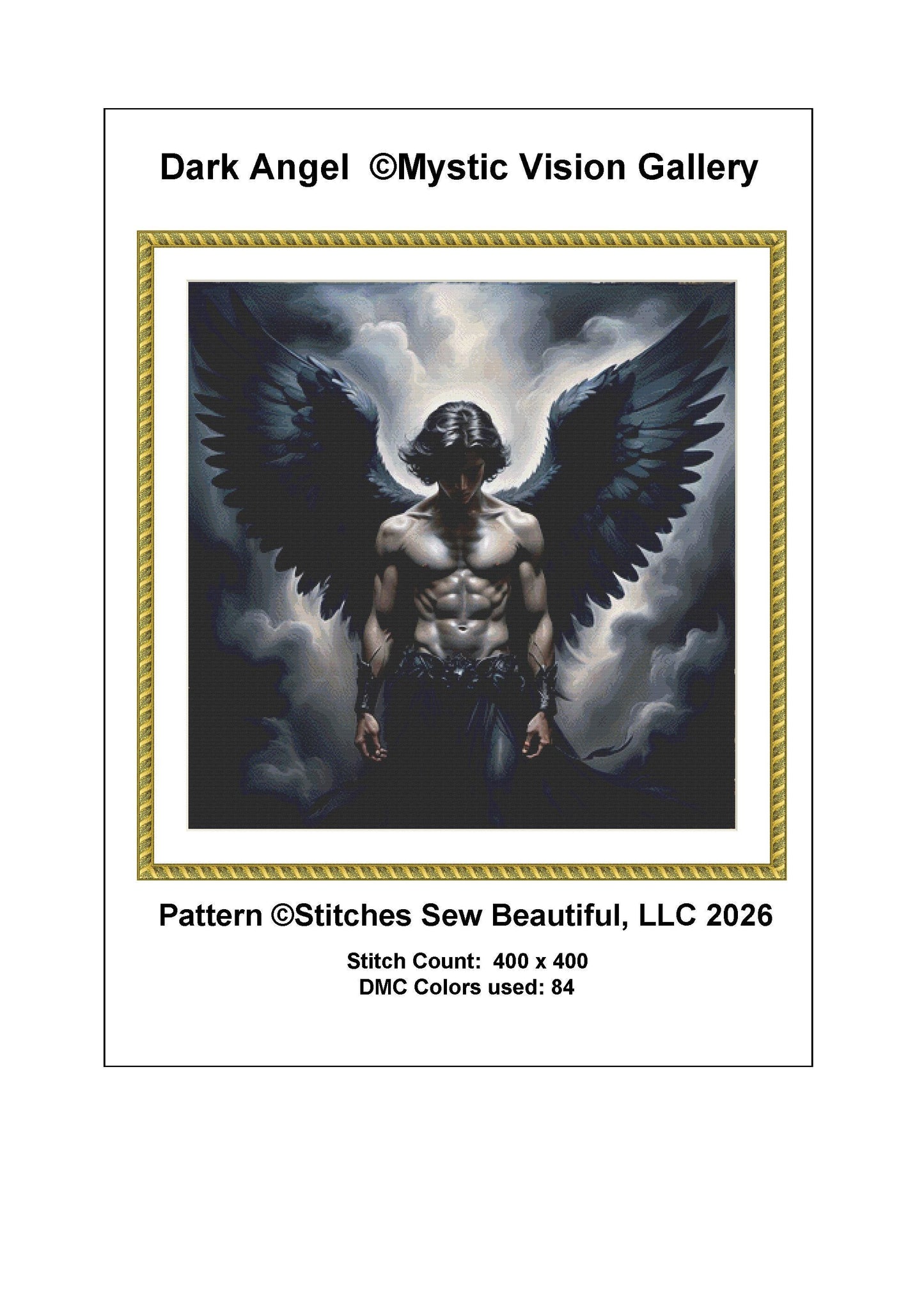 Dark Angel counted cross stitch pattern by Mystic Vision Gallery