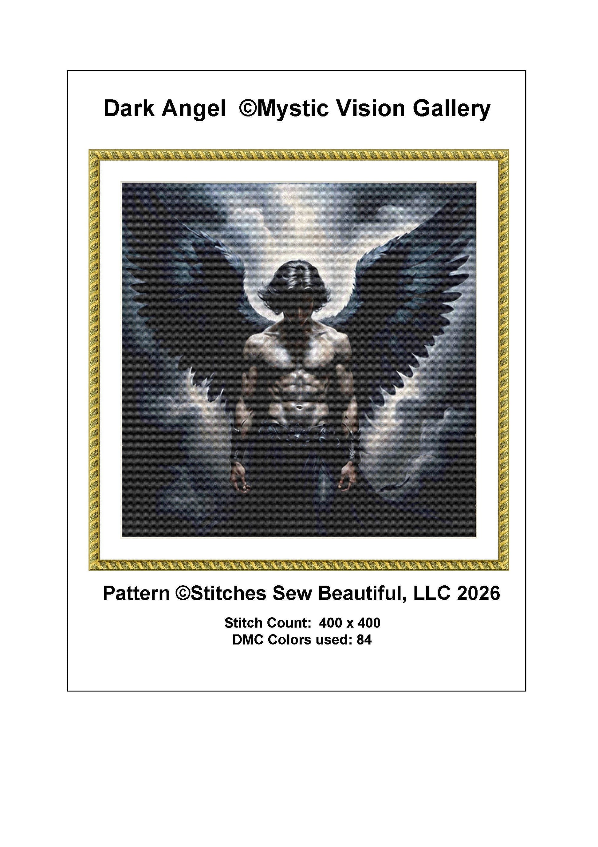Dark Angel counted cross stitch pattern by Mystic Vision Gallery