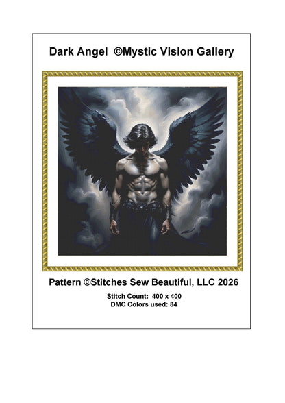 Dark Angel counted cross stitch pattern by Mystic Vision Gallery